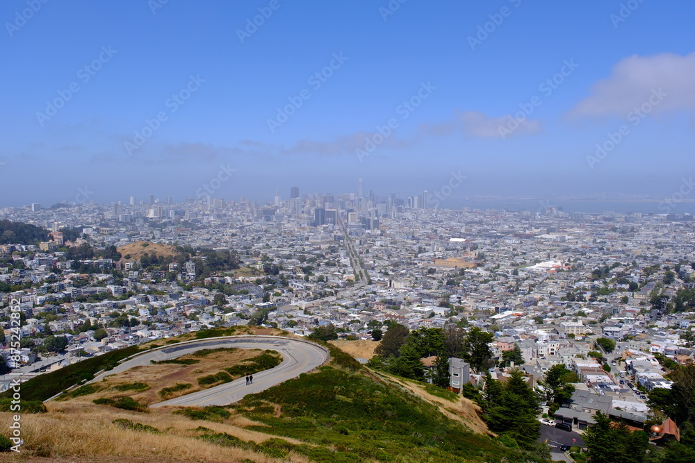 high angle of San Francisco city skyline. Cityscape view from Twin Peaks high angle of San Francisco city skyline. Cityscape view from Twin Peaks