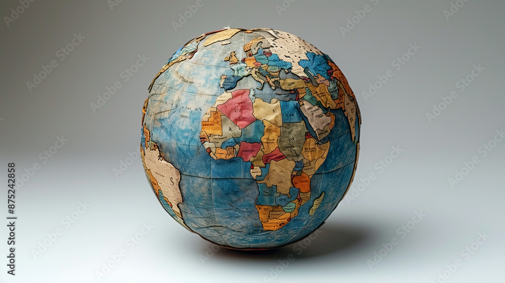 Ultra Realistic Handmade Globe: Textured Paper and Fabric Art Ultra Realistic Handmade Globe: Textured Paper and Fabric Art