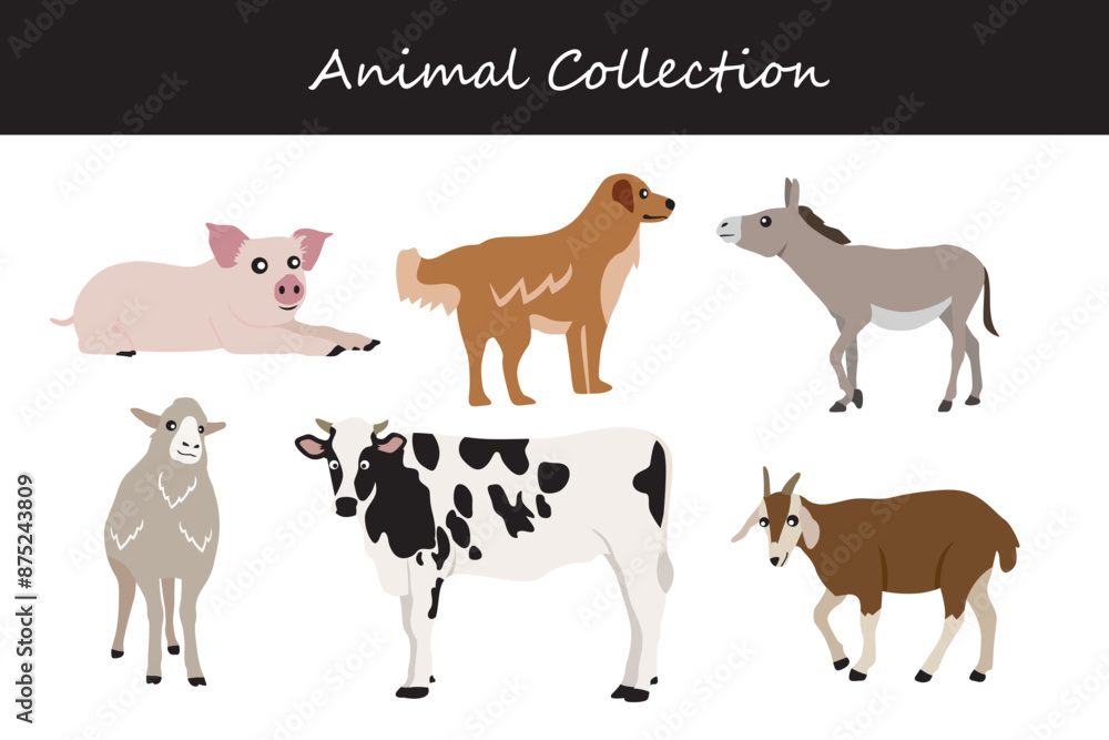 Animals collection. Flat style vector illustration. Animals collection. Flat style vector illustration.