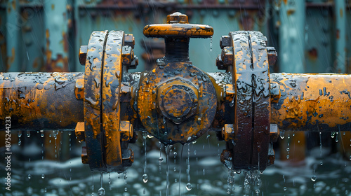 large dirty valve with bolts on a pipe