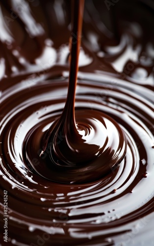 Pouring Melted Chocolate with Ripples in Liquid Surface 