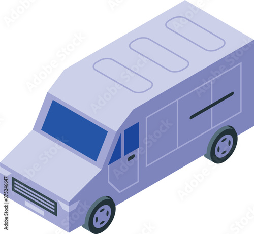 Armored encashment van transporting money in isometric view