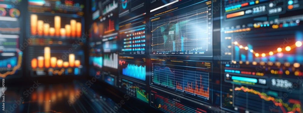 Business Process Automation Illustration - High-Tech Digital Environment, Distribution Analysis, Consumption Monitoring Business Process Automation Illustration - High-Tech Digital Environment, Distribution Analysis, Consumption Monitoring