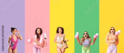 Summer collage of happy wom...