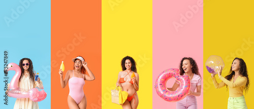 Summer collage of happy wom...
