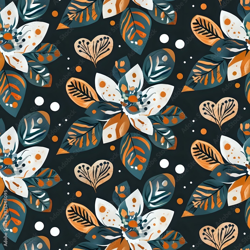 Fototapeta premium Elegant Purple and Blue Flower Pattern with Symmetrical Arrangement