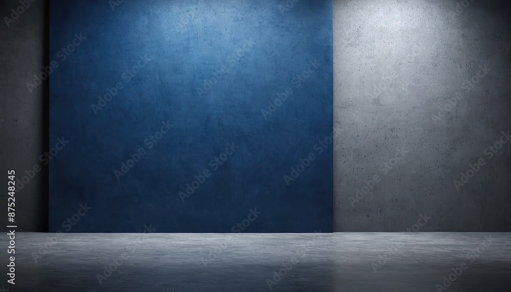 Dark blue wall in an empty room with a concrete floor
Dark blue wall in an empty room with a concrete floor