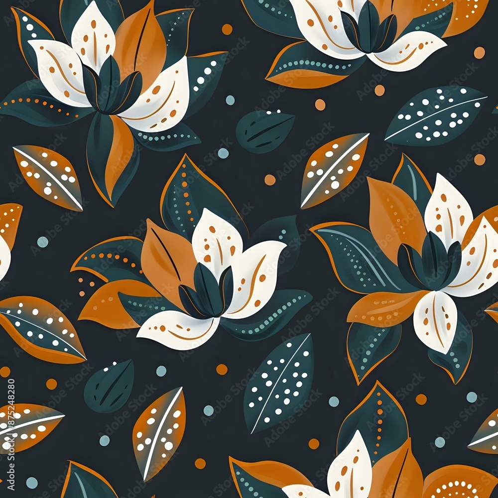 Naklejka premium Complex Flower and Leaf Pattern in Modern Style
