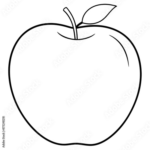 apple outline coloring book page line art illustration digital drawing
