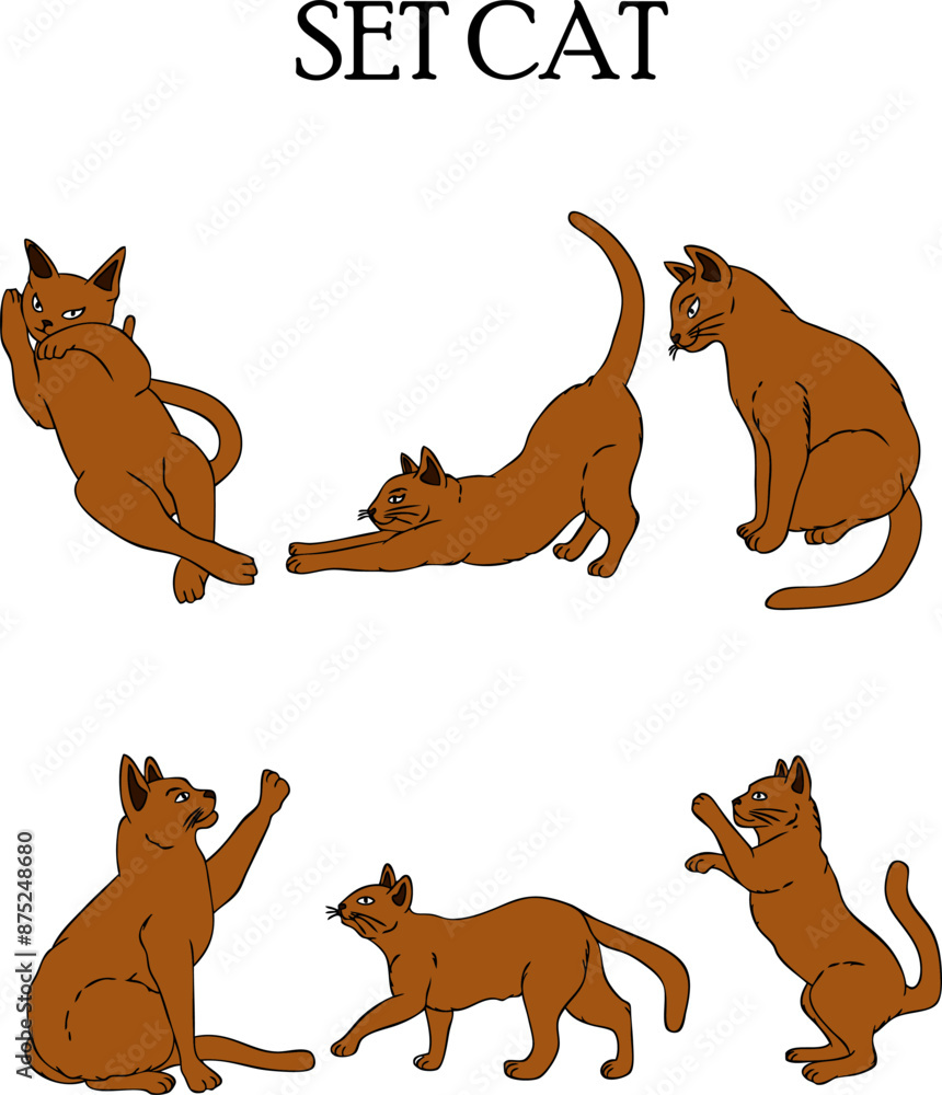 Obraz premium SET OF CAT DESIGNS FOR STICKERS, TAG, LABEL, BRANDING AND PACKAGING