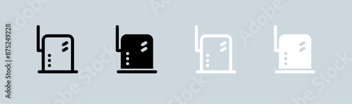 Router icon set in black and white. Network connection signs vector illustration.