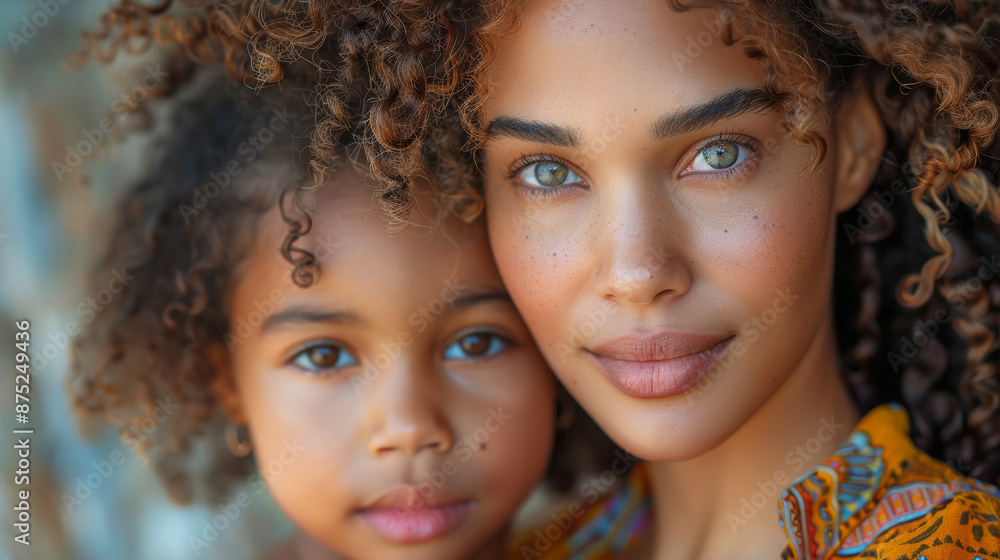 An african american mother is looking at the camera with her daughter. Striking woman. Beautiful child. Love for her child. Family relationship. Mother daughter bond. An african american mother is looking at the camera with her daughter. Striking woman. Beautiful child. Love for her child. Family relationship. Mother daughter bond.