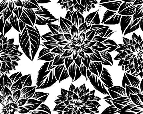 seamless pattern of beautiful dahlia flowers v2