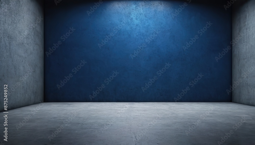 Empty dark blue studio room with light and shadow abstract background
Empty dark blue studio room with light and shadow abstract background