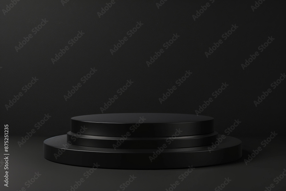 Black empty podium for product presentation on dark background. Black empty podium for product presentation on dark background.