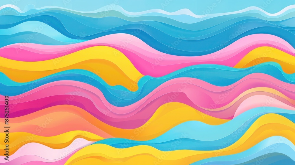 A playful abstract background with floating waves in a mix of bright, candy-colored hues, A playful abstract background with floating waves in a mix of bright, candy-colored hues,