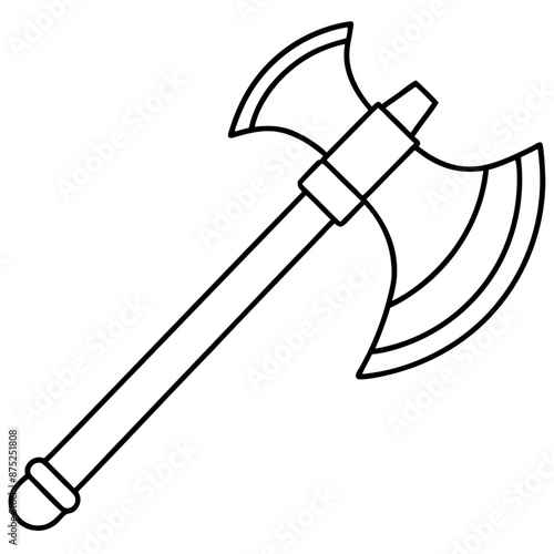 axe outline coloring book page line art illustration digital drawing