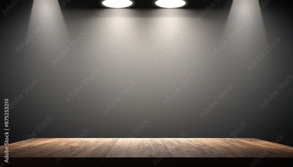 Empty black studio room, used as background for display your products Empty black studio room, used as background for display your products