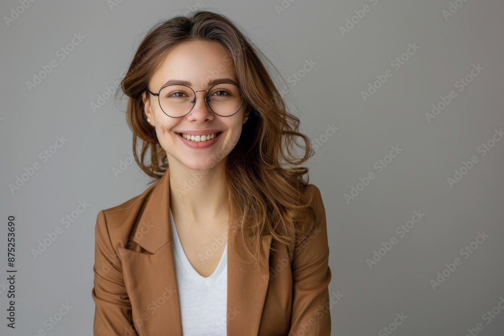 smiling businesswoman with glasses on white background smiling businesswoman with glasses on white background