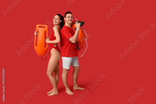 Lifeguards with ring buoy, ...