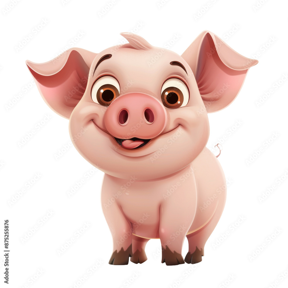 Adorable Cartoon Pig: Isolated on White Background Adorable Cartoon Pig: Isolated on White Background