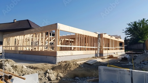 Wallpaper Mural Wooden framework of a partially built house under construction Torontodigital.ca