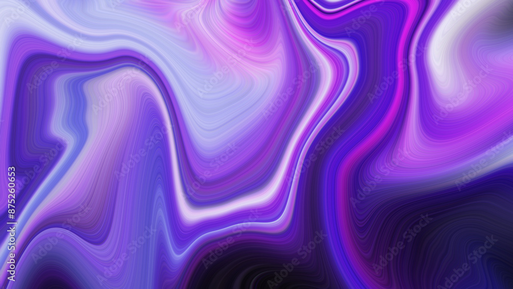 Fototapeta premium 4K abstract digital background with wavy lines that move fluidly and dynamically in purple and black tones