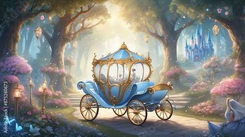 fairytale wedding cinderella carriage enchanted forest flat banner theme photo