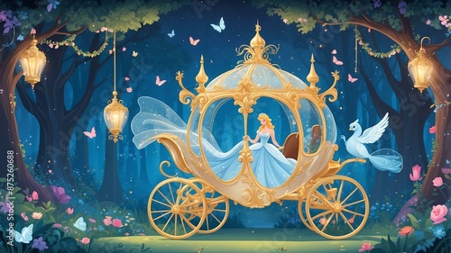 fairytale wedding cinderella carriage enchanted forest flat banner theme