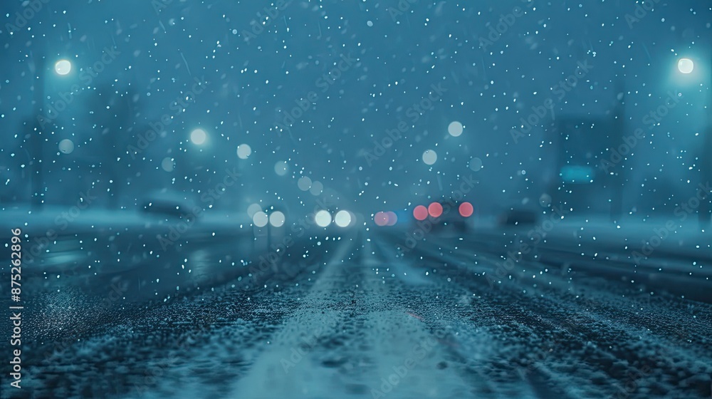 Close-up of the highway on a winter evening Close-up of the highway on a winter evening