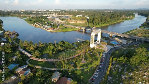 Obraz na plátně Kuching, Malaysia - July 6 2024: The Batu Kawah Riverbank Park