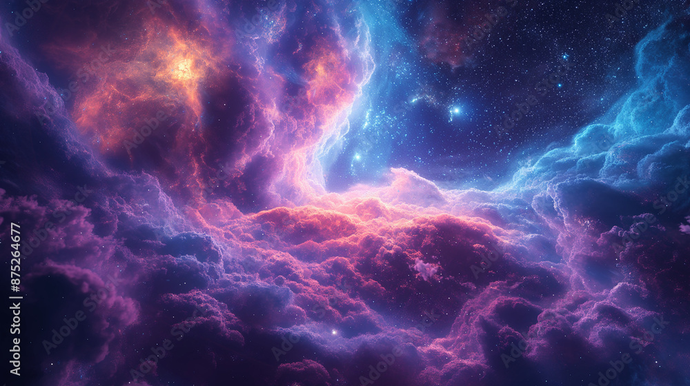 synthwave themed deep space. synthwave themed deep space.