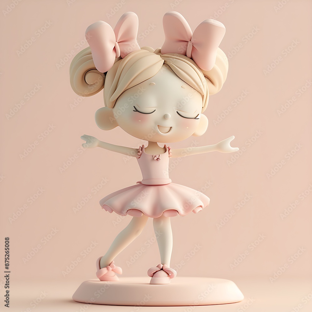Adorable Claymation Ballerina in Pink Tutu and Bows Adorable Claymation Ballerina in Pink Tutu and Bows