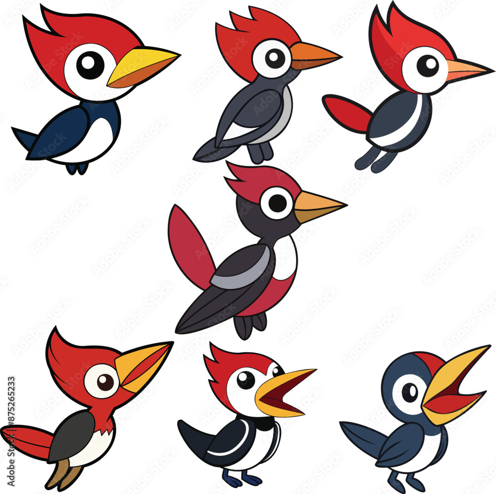 Woodpecker flat design ,animal vector design Woodpecker flat design ,animal vector design