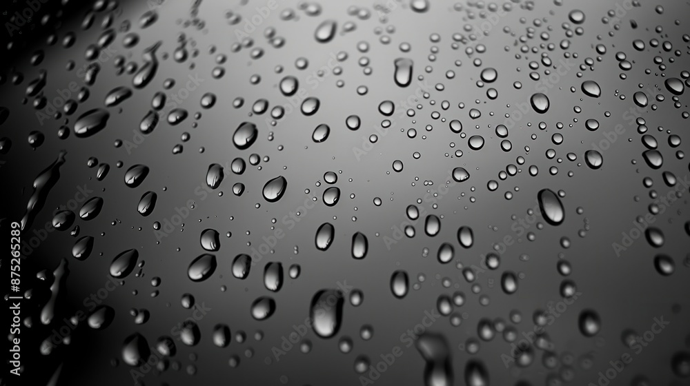 Close-up of raindrops on a window, a random yet rhythmic pattern Close-up of raindrops on a window, a random yet rhythmic pattern