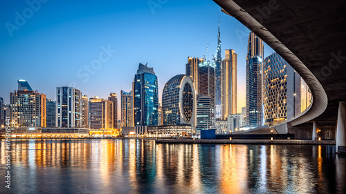 Photography the business bay of dubai at night, UAE