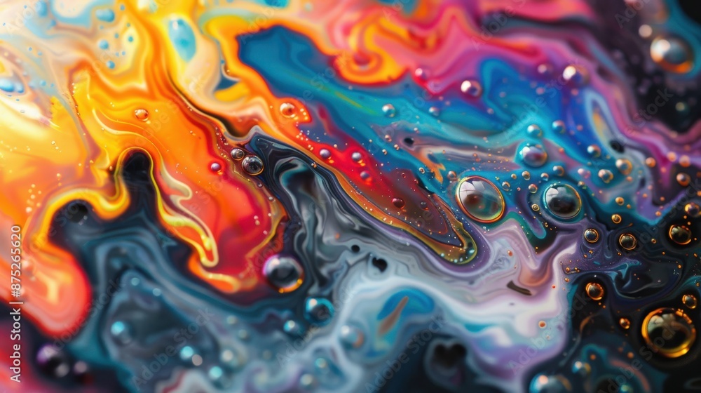 Colorful abstract of chemical reactions captured mid-reaction Colorful abstract of chemical reactions captured mid-reaction