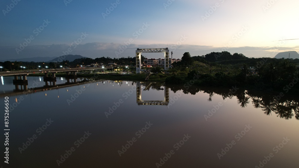 Naklejka premium Kuching, Malaysia - July 6 2024: The Batu Kawah Riverbank Park