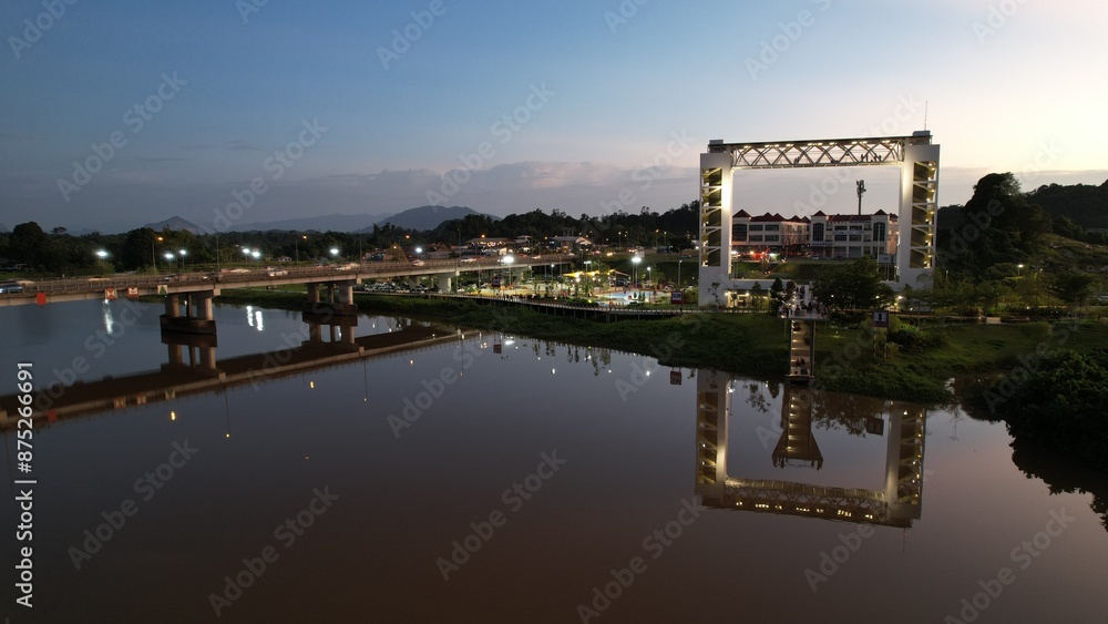 Fototapeta premium Kuching, Malaysia - July 6 2024: The Batu Kawah Riverbank Park