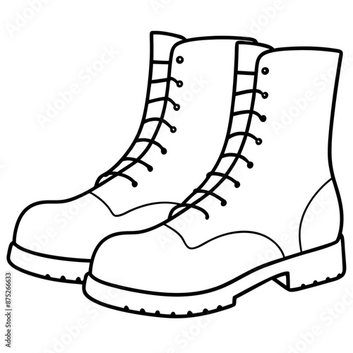 boots outline coloring book page line art illustration digital drawing