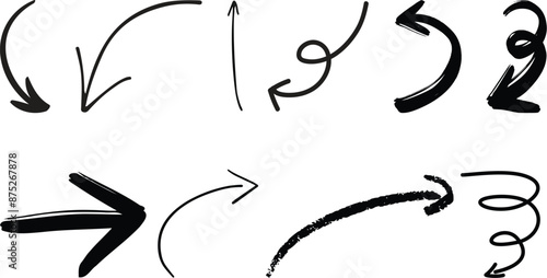 hand-drawn vector arrow set collection