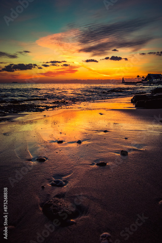 Sunset Caribbean Island - Sint Marteen - No AI photo