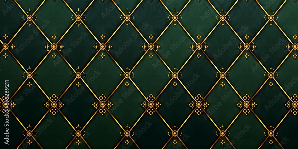 Sleek green and gold geometric pattern background Sleek green and gold geometric pattern background