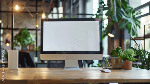 Wallpaper Mural A mock-up of a computer with a white screen, alongside a camera and office supplies, set on a photographer's workstation, would typically include: Torontodigital.ca