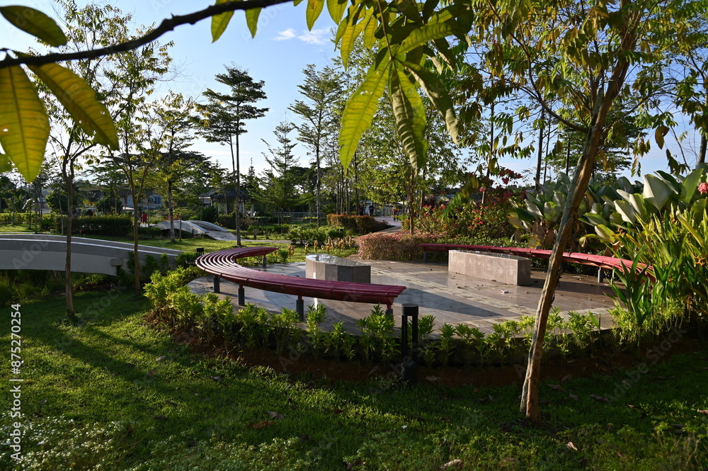 Kuching, Malaysia - July 6 2024: The Batu Kawah Riverbank Park
