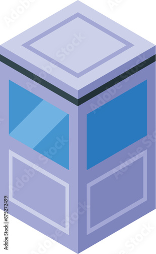 Isometric building representing a modern security checkpoint, for controlling access to restricted areas