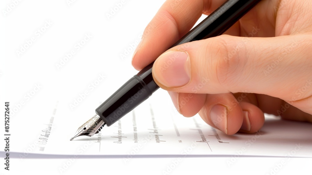 Close-up of a hand holding a pen, writing on paper. Ideal for concepts of education, business, writing, and note-taking. Close-up of a hand holding a pen, writing on paper. Ideal for concepts of education, business, writing, and note-taking.