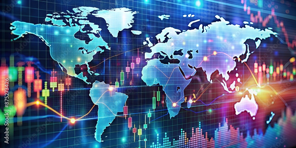 Global Market Trends - World Map with Stock Charts and Data Global Market Trends - World Map with Stock Charts and Data