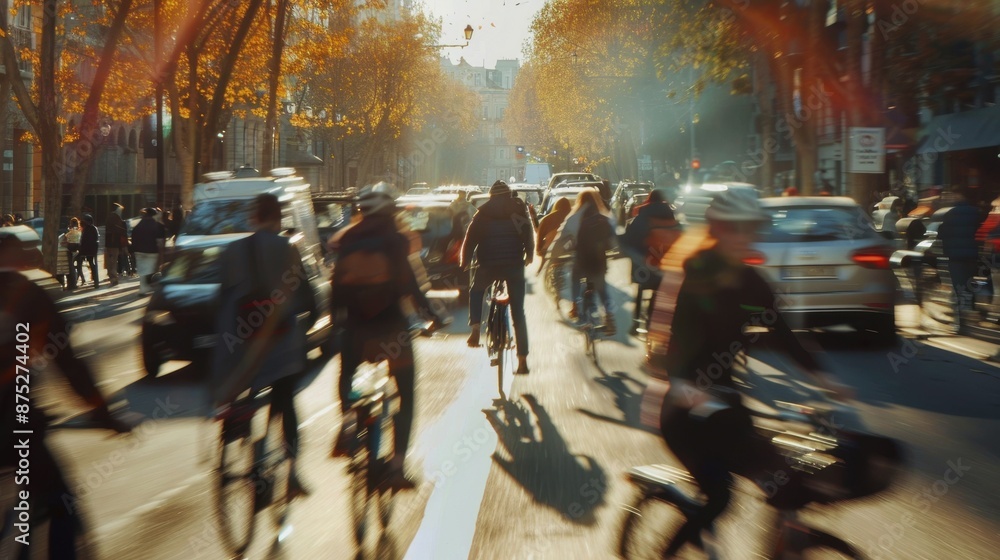 Obraz premium World Car-Free Day. people on bicycles. cyclists