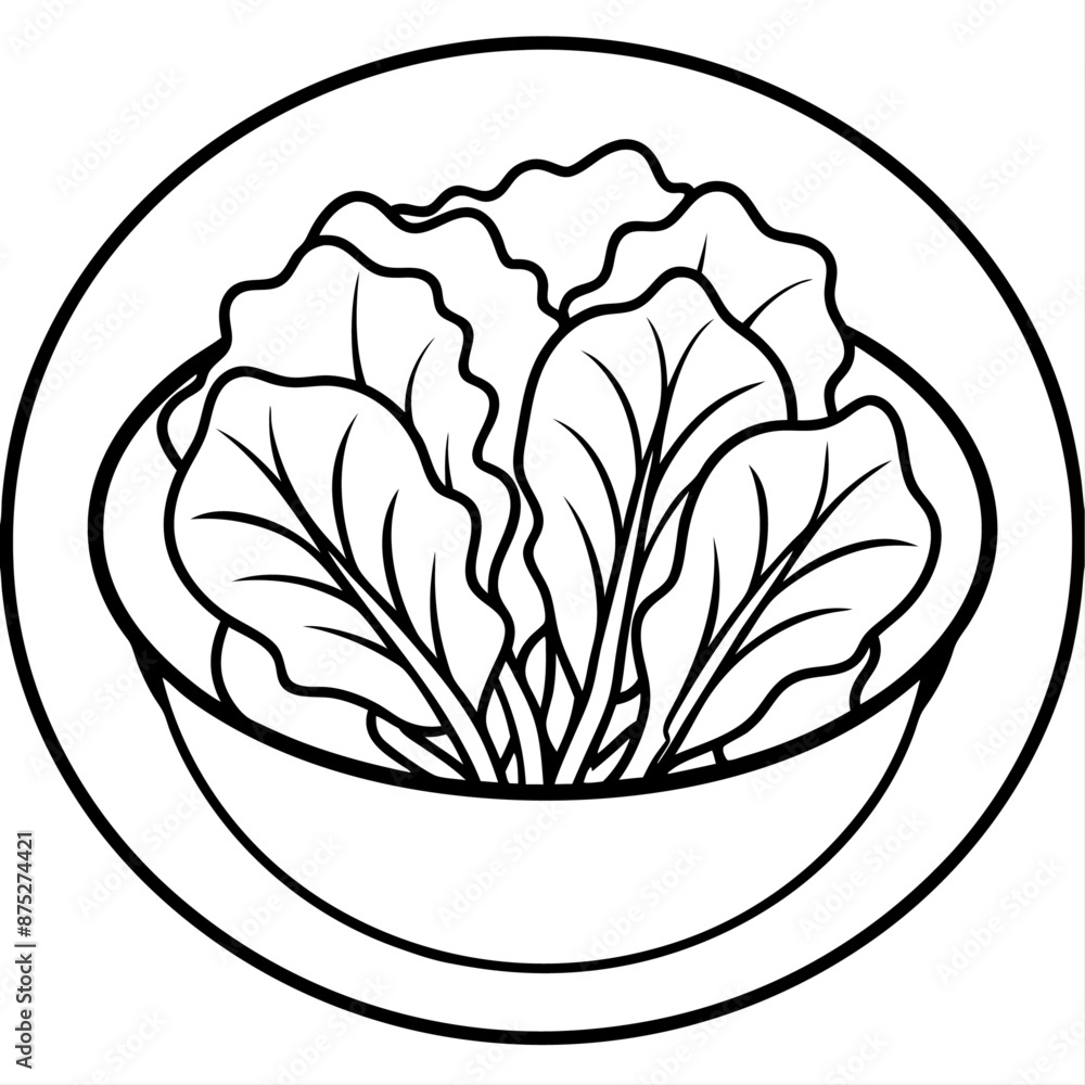Choi sum outline coloring book page line art illustration digital drawing Choi sum outline coloring book page line art illustration digital drawing